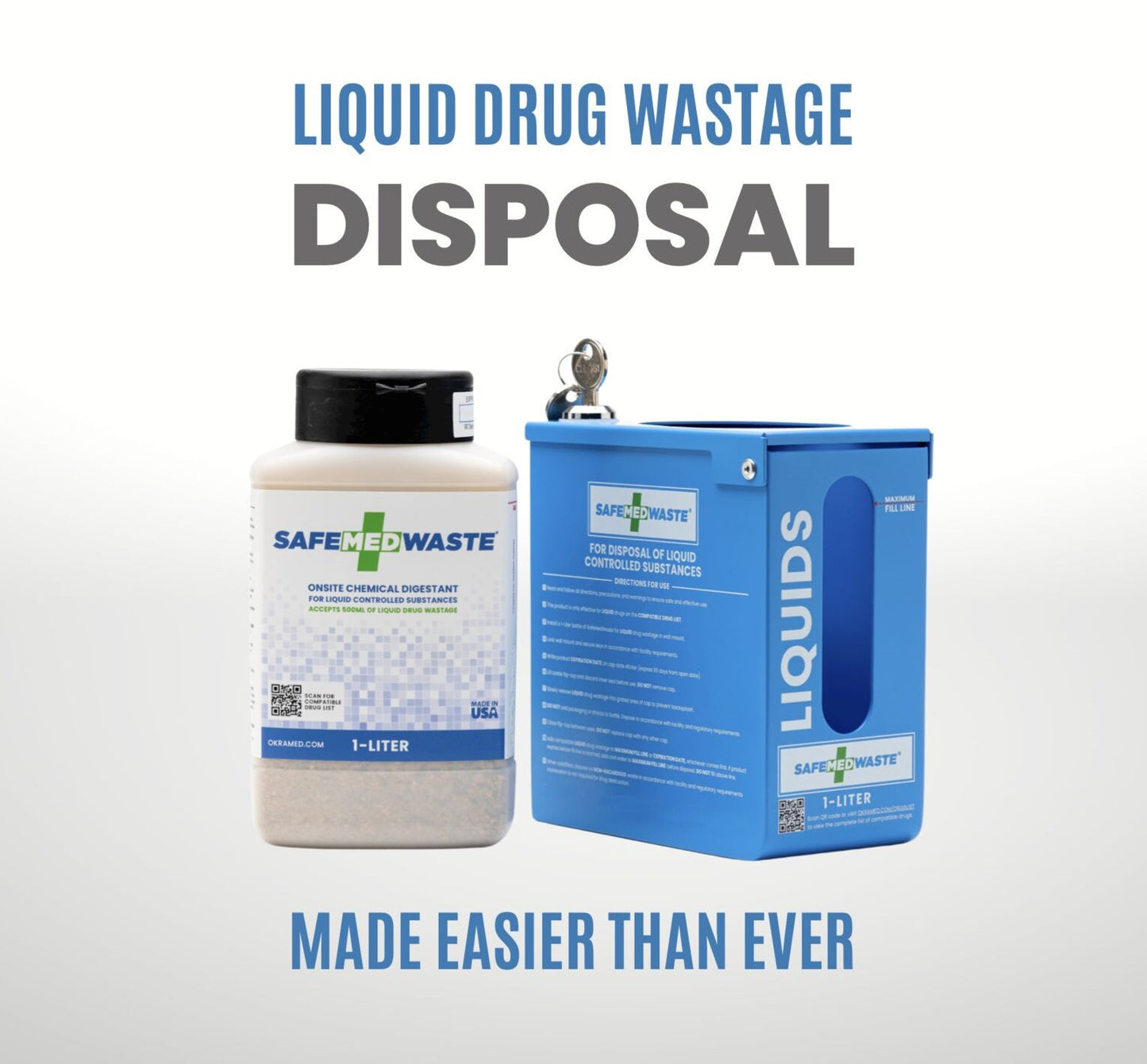 SafeMedWaste 1L Starter Kit for LIQUID controlled substance waste